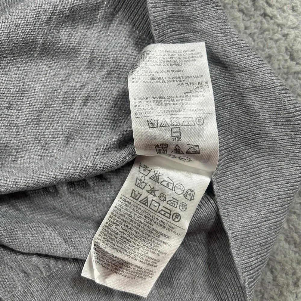 Banana Republic Sweater Mens Large Gray‎ V Neck Silk Cotton Cashmere Lightweight